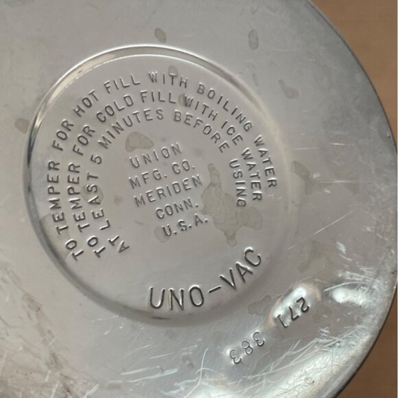 Vtg Uno-Vac Stainless Steel Thermos 1 Qt Unbreakable USA Insulated W Handle - Picture 10 of 12
